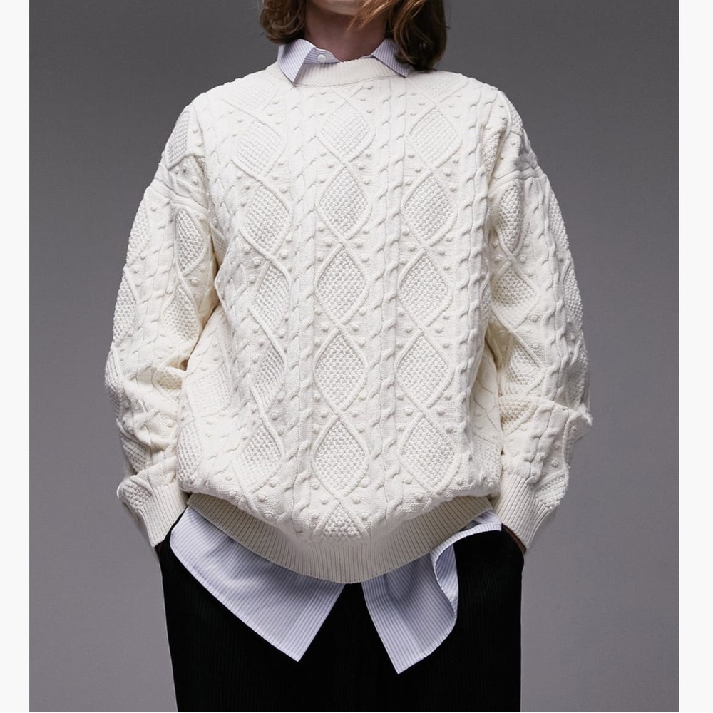 Topman multi stitch cable sweater